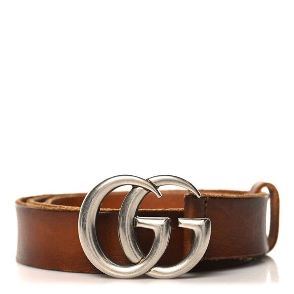 Authentic Gucci Distressed Raw Edge Brown Leather Belt 414516 75/30